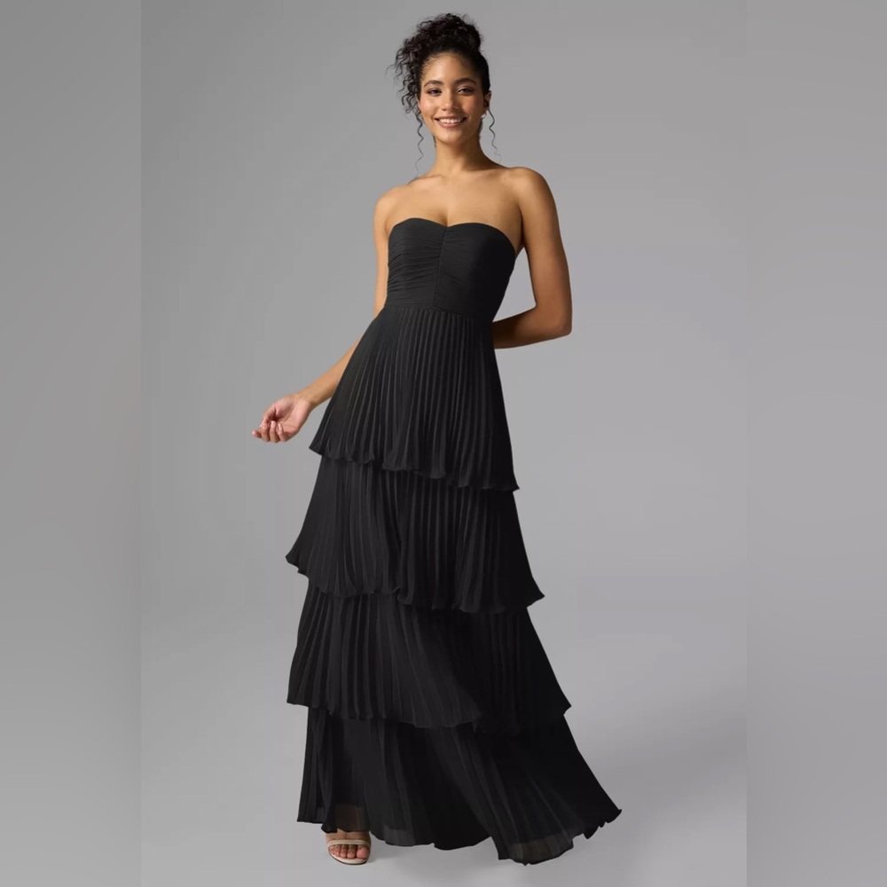 Lulu's Black Strapless Tiered Gown